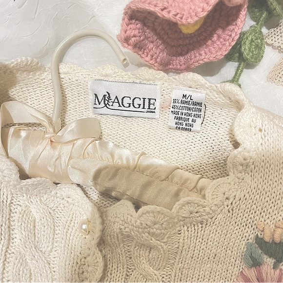 Vintage Knitted Embroidery Floral Cardigan - Picture 3 of 4